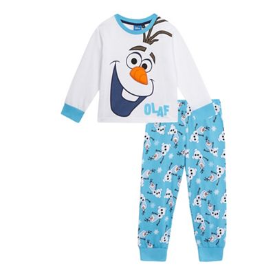 Disney Frozen Boys' white and blue 'Frozen Olaf' print pyjama set